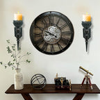 Gothic Wall Candle Sconces Set of 2 - Black Wall Mounted Candle Holders - Halloween Decor for Indoor Living Room Bathroom