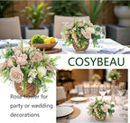 Artificial Flowers 25pcs Fake Roses, Caramel Foam Rose Faux Flower for DIY Wedding Bouquets Bridal Shower Centerpieces Floral Arrangements Home Decorations Party Backdrops Table