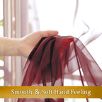 Aiyufneg Wine Kitchen Sheer Curtains 36 inches Long, Short Kitchen Window Treatment Solid Sheers Cafe Curtains Bathroom Voile Half Window Curtains 2 Panels for Laundry Room, Rod Pocket, 40" Wx36 L