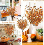 6pcs Artificial Fall Eucalyptus Leaves Stems 30" Faux Fall Leaf Fall Branches Autumn Decorations for Home Fall Floral Arrangements Farmhouse Table Centerpiece Decor, Yellow