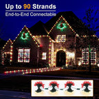 Brizled Outdoor Christmas Lights, 16FT 25 LED Red & Warm White C9 Christmas Lights, Connectable Xmas Tree Light, UL Certified Indoor Light String Waterproof for Outside House Roof Tree Party Decor