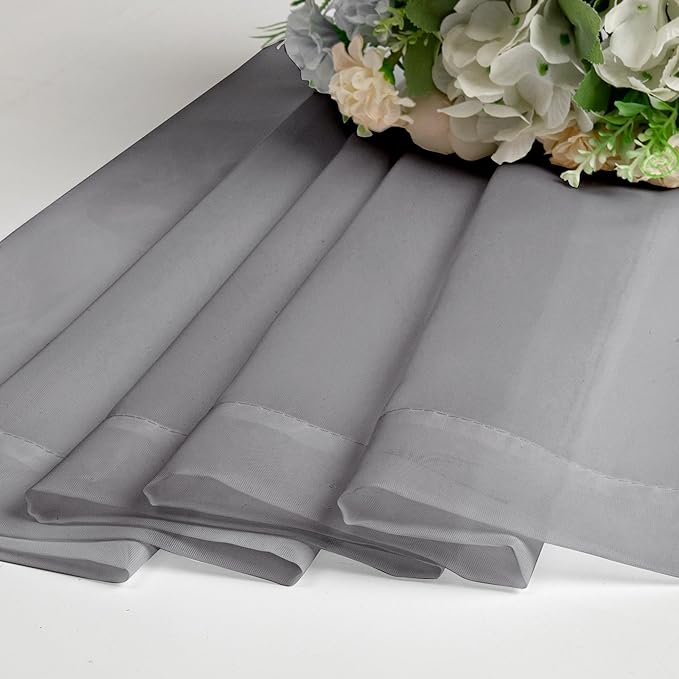 Chyhomenyc Sheer Charcoal Grey Valances for Windows 2 Pack, Small Window Curtains for Living Room Bathroom Cafe Laundry Basement, Modern Top Dual Rod Pocket Voile Curtain, 42W x 18L inches