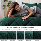 Love's cabin King Size Comforter Set Dark Green, 7 Pieces King Bed in a Bag, All Season Bedding Sets with 1 Comforter, 1 Flat Sheet, 1 Fitted Sheet, 2 Pillowcase and 2 Pillow Sham