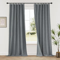Neutral Grey Blackout Linen Curtains 90 Inches Long 2 Panels Set for Living Room, Rod Pocket/Hook Belt/Back Tab Room Darkening Soft Thick Linen Modern Curtains for Bedroom Dining, 52x90