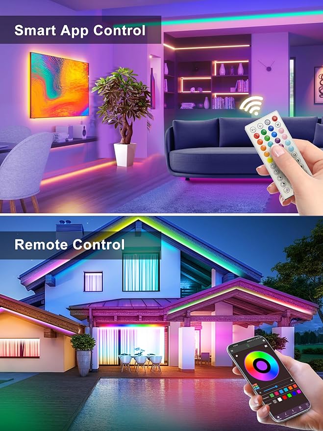 32.8ft LED Neon Rope Lights with App and Remote Control, IP65 Waterproof Neon Strip Lights for Outdoor Indoor, DIY Design Flexible Led Rope Lights for Bedroom, Living, Gaming, Party Decor