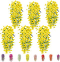 6-Pack Outdoor Faux Plants, 69-Flowered Large Morning Glory, Uv-Resistant Artificial Morning Glory,Perfect for Outdoor Decoration in All Seasons Such as Porches and Gardens (Yellow)