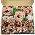 Artificial Fake Flowers 20pcs Roses, Mixed Coffee Brown Faux Flower for DIY Wedding Bouquet Bridal Shower Centerpieces Floral Arrangements Party Table Home Decorations