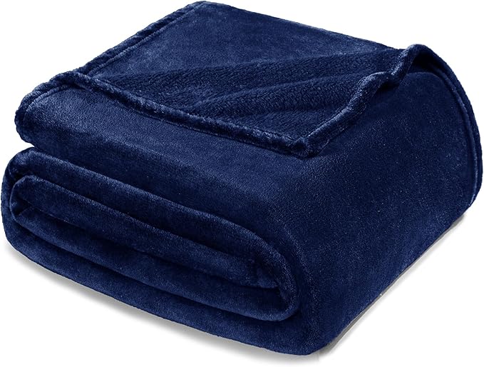 Exclusivo Mezcla Fleece Blanket King Size for Bed, Super Soft and Warm, All Season Use, Cozy, Plush, Lightweight, 90x104 Inches, Navy Blue