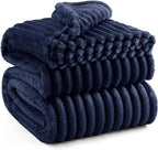 Bedsure GentleSoft Blue Fleece Blanket for Couch - Cozy Soft Blankets for Women, Cute Small Throws for Girls, 90x90 Inches