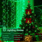 66Ft 200LED Green Christmas Tree Lights Plug in,Connectable Green HalloweenLights,8 Modes String Lights Indoor Outdoor for Party Bedroom Garden Decor (Clear Wire)