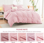 HYMOKEGE Pink Full Size Comforter Sets Seersucker 7 Pieces, All Season Luxury Bed in a Bag for Bedroom, Bedding Set with Comforters, Sheets, Pillowcases & Shams