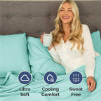 King Size 4 Piece Sheet Set - Comfy Breathable & Cooling Bed Sheets Set - Hotel Luxury Bedding for Women, Men, Kids, Teens, Boys & Girls - Deep Pockets, Ultra-Soft, Wrinkle Free - Oeko-Tex - Spa Blue