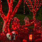 JMEXSUSS 2 Pack Red Fairy Lights Battery Operated, Total 400 LED 132ft Christmas Lights with Remote, 8 Modes Twinkle String Lights for Bedroom Wreath Tree Valentine Halloween Xmas Decorations