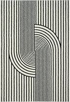 Abani Nuevo Collection Area Rug - Mid-Century Black and White Arch Knot Design - 2'6" x 6' - for Living Room, Bedroom & Office