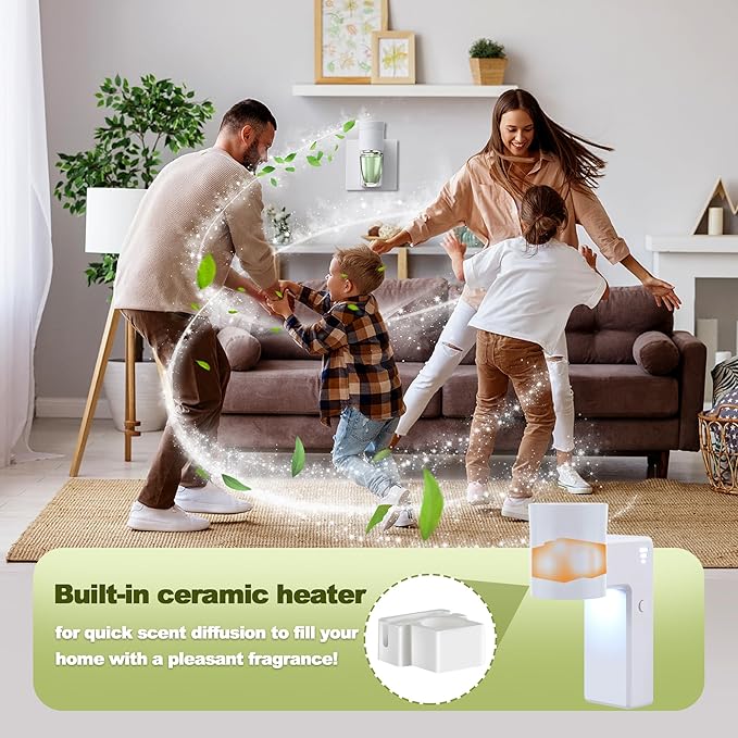 6 PCS Wall Fragrance Plug in with Night Light and Oil Diffuser Plug with Upgraded Fragrance Concentration Control, Compatible with Bath and Body Works WallFower for Home, White