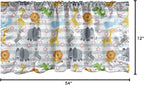 Ambesonne Savannah Window Valance, Friendly Zoo Animals with Happy Faces Cartoon Characters on Stripes Print, Curtain Valance for Kitchen Bedroom Decor with Rod Pocket, 54" X 12", Pale Azure Blue