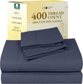 California Design Den Natural 100% Cotton Sheets, Full Size Sheets Set, 400 Thread Count Sateen Bedding, Deep Pockets for a Snug Fit, Durable & Breathable - Indigo Dusty Blue