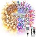 Brizled Color Changing Christmas Lights, 300 LED Christmas String Lights Connectable, 115ft 11 Modes Tree Lights Warm White & Multicolor Clear Wire Xmas Lights Remote for Xmas Party Home