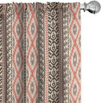 Ambesonne Southwestern Window Curtains, Traditional Vertical Borders Inspired by Prehistoric Art Ikat Style, Lightweight Decorative Panels Set of 2 with Rod Pocket, Pair of - 28" x 95", Brown Coral