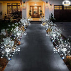 Anordsem Solar Fireworks Lights Outdoor: Garden Light Waterproof for Yard Outside - LED Starburst White Lighting Patio Path Decor 8 Pack - Gardening Gifts for Women Mom Homeowner