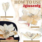8 Pcs Large Christmas Flower Magnolia Flowers Christmas Tree Decoration Artificial Poinsettia Stems Velvet Xmas Ornaments for Xmas Tree Table Decor(Champagne,12 Inch)