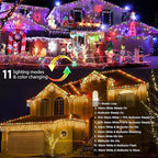Brizled Christmas Icicle Lights, 29ft 360 LED Outdoor Icicle Lights Color Changing with Remote, 11 Function Connectable Christmas Lighting Warm White & Multicolor Xmas Lighting for Xmas Home Wedding