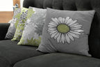 Ambesonne Floral Throw Pillow Cushion Case Pack of 4, Flower Petals Color Palette Chamomile Peony Dahlia and Sunflower, Accent Double-Sided Digital Printing, 18", Grey Pastel Green