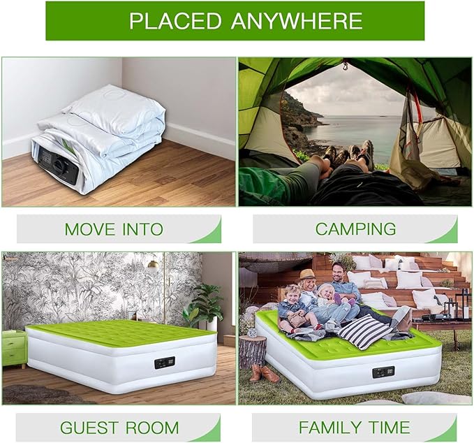 YENING Twin Size Air Mattress with Built in Pump Raised Single Inflatable Bed Blow up Mattressith Camping Airbed 18 Inch Tall