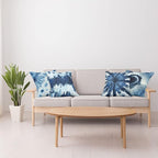 Ambesonne Watercolor Throw Pillow Cushion Case Pack of 4, Abstract Design Ikat Inspired Tribal Themed Painting Look Oceanic Tones Print, Modern Accent Double-Sided Digital Printing, 24", Slate Blue
