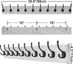 SKOLOO Farmhouse Style Large Wall Mounted Coat Rack-38.6'' Long, Pine Solid Wood Coat Hook Hanger - 10 Hooks for Hanging Clothes Robes Towels Coats