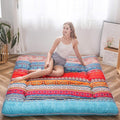 MAXYOYO Bohemian Retro Floor Mattress Vintage Floral Japanese Futon Mattress Roll Up Tatami Floor Mat Foldable Bed Portable Camping Mattress Sleeping Pad Floor Lounger Couch Bed Twin Size