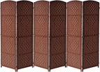 Sorbus 6 Panel Room Divider 6 ft. Tall - Privacy Screen, Extra Wide Double Hinged Panels, Diamond Double-Weaved, Partition Room Dividers and Folding Privacy Screens, Wall Divider for Room Separation