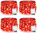 JMEXSUSS 4 Pack 50 LED Red Fairy Lights Battery Operated, 16.1ft Christmas Fairy Lights, Red String Lights for Bedroom Wedding Party Christmas Halloween Decorations