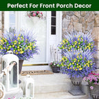 Artificial Plants Outdoor, 20PCS Artificial Flowers, UV Resistant Fake Flowers, Faux Flowers for Outdoor Planters for Front Porch Pot Decor