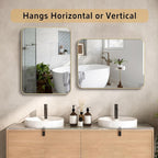 30"x36" Matte Gold Mirror for Wall, Brushed Metal Framed Rounded Corner Rectangular Mirror for Bathroom Vanity,Entryway,Living Room,Bedroom,Vertical or Horizontal