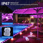 JMEXSUSS 2 Pack Pink Battery Operated Lights Outdoor Waterproof, Each 33ft 100 LED Rope Lights Battery Powered String Lights, 8 Modes Pink Fairy Lights for Valentines Party Garden Decoration