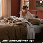 Bedsure Cotton Duvet Cover King - 100% Cotton Waffle Weave Brown Duvet Cover King Size, GentleSoft™ and Breathable Bedding Set for All Season, 3 Pieces, 104"x90"