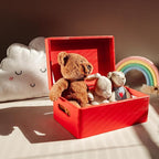 Large Red Wooden Box Storage with Hinged Lid | 11.8 x 7.87 x 5.51 inches (+-0.5) | with Handles | Gift Box for Tool Dog Toy Shoes Clothes Kitchen Storage | Wood Keepsake Chest