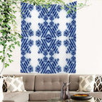 Batmerry Blue Art Flower Tapestry,Blue White Ceramic Glaze Tie Dye Wall Art Hanging Decoration Polyester Fiber White Ruffled Around for Dorm Room Bedroom Living Room, 82.7x59.1 inches