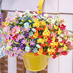 28 Bundles UV Resistant Outdoor Silk Artificial Flowers,7 Colors, Faux Daisy Flowers Hanging Fake Plants for Porch Patio Garden Window Yard Farmhouse Summer Autumn Decoration.