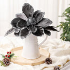 8 Pcs Large Christmas Flower Magnolia Flowers Christmas Tree Decoration Artificial Poinsettia Stems Velvet Xmas Ornaments for Xmas Tree Table Decor(Gery,12 Inch)