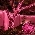 66Ft 200LED Pink Christmas Tree Lights Plug in,8 Modes Connectable Pink String Light Indoor Outdoor for Christmas Tree Bedroom Garden Decor (Clear Wire)