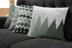 Ambesonne Modern Throw Pillow Cushion Case Pack of 4, Geometric Style Pattern of Triangles Zigzags Love Home Phrase Print, Modern Accent Double-Sided Digital Printing, 16", Dark Sea Green and White