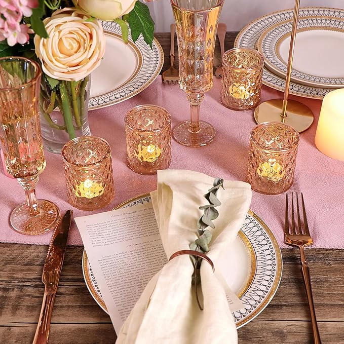 36pcs Gold Votive Candle Holders, Tealight Candle Holder Glass for Diwali, Gold Candle Holders for Wedding Table Centerpiece, Bridal Shower & Home Parties Supplies Decor