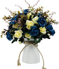 Artificial Flowers with Vase Faux Flower Arrangements for Table Decor Table Centerpieces for Dining Room-Navy Blue