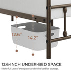 Yaheetech Classic Metal Platform Bed Frame Mattress Foundation with Victorian Style Iron-Art Headboard/Footboard/Under Bed Storage/No Box Spring Needed/Twin Size Bronze