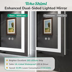 TokeShimi 48x36 Lighted Mirrors for Bathroom Wall,Front Lit + Backlit LED Mirror for Bathroom,Stepless Dimmale 3 Colors,Anti-Fog,Tempered Glass,Memory Function,Waterproof,UL Listed