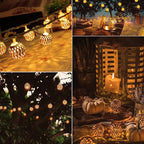 Solar Moroccan String Lights Outdoor 60 LED 36 Ft Globe Fairy Lights with 8 Lighting Modes, Waterproof Solar Powered String Lights for Garden Yard Gazebos Camping Party Holiday (Warm White)