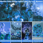 50 Pack Fairy Lights Battery Operated - 3 Speed Modes, 7Ft 20 LED String Twinkle Lights, Waterproof Copper Wire, Mini Firefly Light for Mason Jars Vases Christmas Decor, Blue