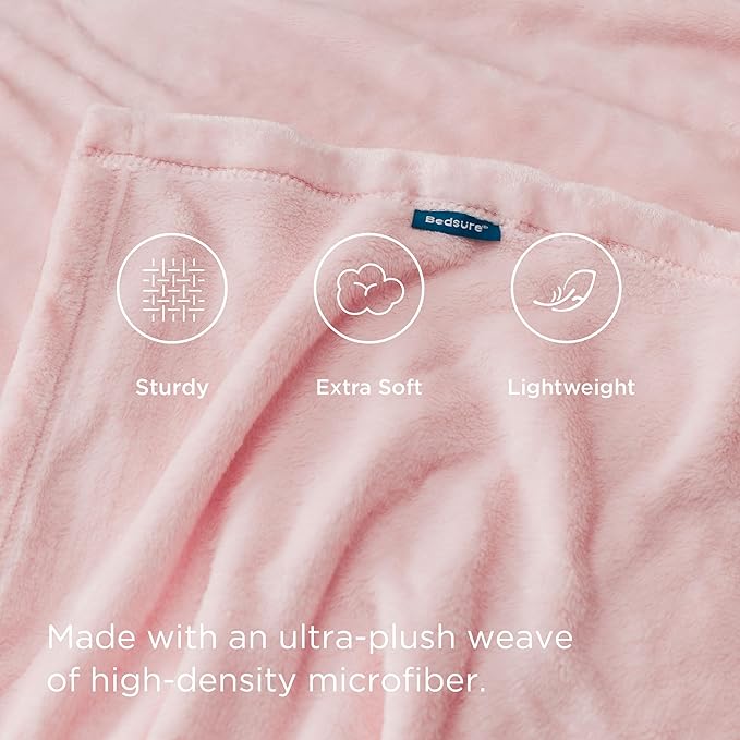 Bedsure GentleSoft Pink Fleece Throw Blanket for Couch - 300GSM Cozy Soft Blankets for Women, Cute Small Fleece Throws for Girls, Pink Home Decor Gifts, 50x60 Inches